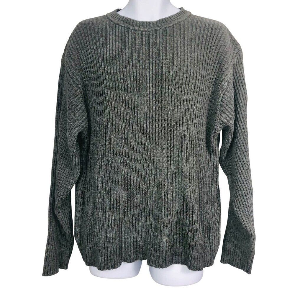 Vintage Black Dog Mens Sweater 2XL Gray Crew Neck Knit Solid Pullover